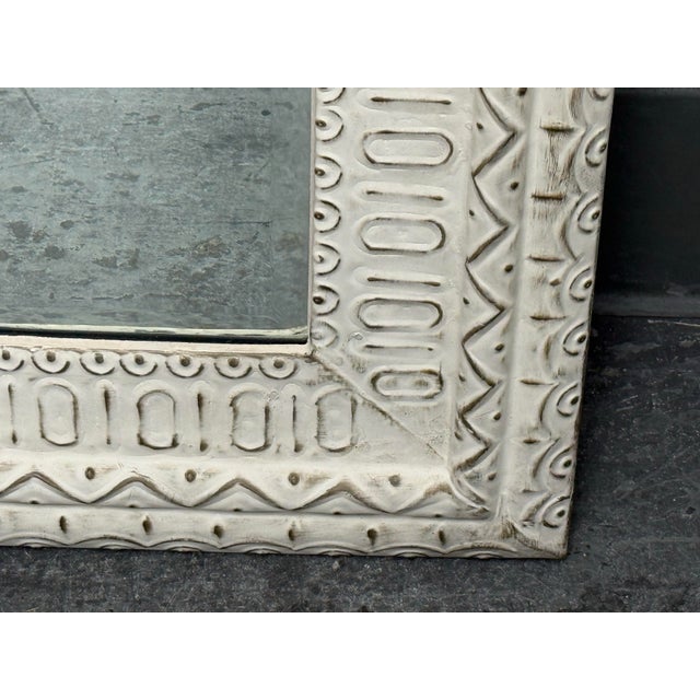 Embossed Geometric Pattern Wall Mirror For Sale - Image 11 of 12
