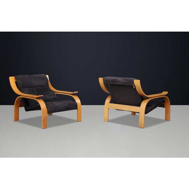 1960s Woodline Lounge Chairs attributed to Marco Zanuso for Arflex, Italy, 1960s, Set of 2 For Sale - Image 5 of 11