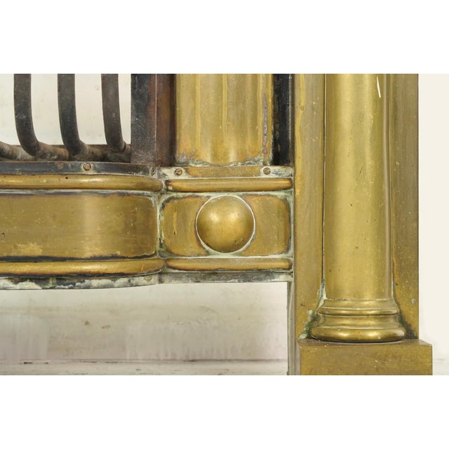 Metal Antique 19th Century Brass & Iron Coal Fireplace Insert For Sale - Image 7 of 9