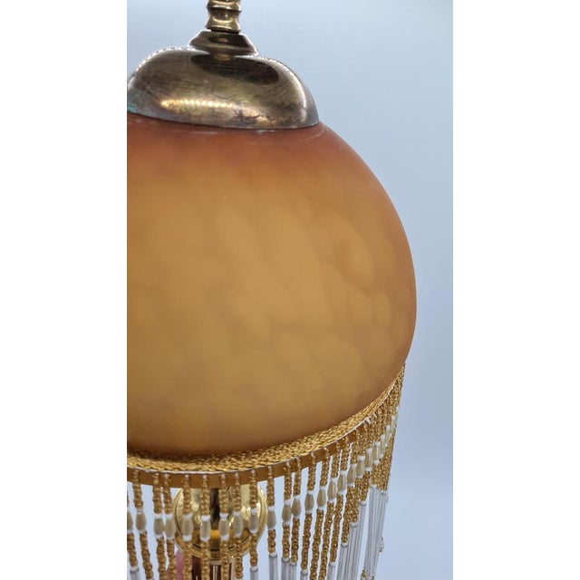 Table Lamp in Amber Glass and Brass, 1970s For Sale - Image 6 of 14