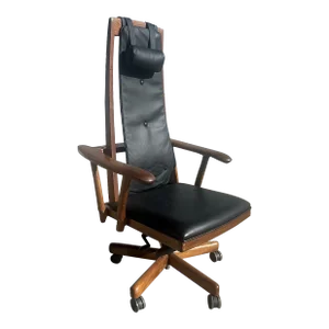 Robert Erickson Walnut and Leather Desk Chair