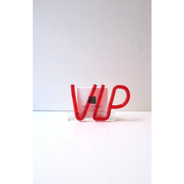Postmodern Desk Business Card Holder, Vip, Lucite Acrylic, Postmodern, Late 20th Century For Sale - Image 3 of 7