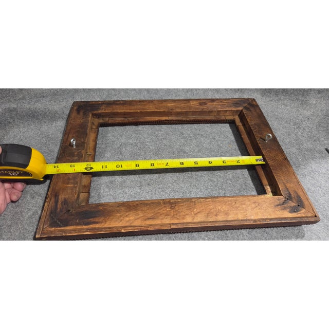 Antique Tramp Art Carved Wood Frame With Layered Geometric Design For Sale - Image 10 of 18