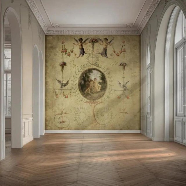 Panoramic decorative panel in vintage-style paper is made from vintage-style paper, carefully printed, aged, and hand-...