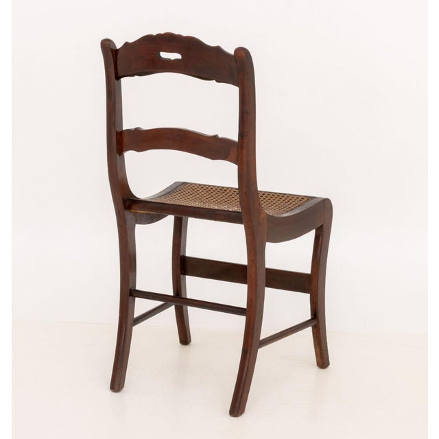 Victorian Mahogany Side Chair, Carved Floral Crest and Caned Seat For Sale - Image 9 of 9
