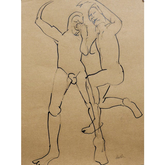 Exuberant dancers celebrating the joy of movement. Ink on brown paper drawing by artist Martha Holden. One of her favorite...