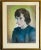 Vintage 1970’s pastel portrait of a young woman with brown hair wearing a blue sweater. Signed “Dyck” ‘71 to the lower...