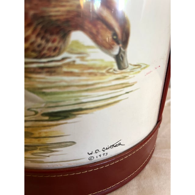 Mid 20th Century Mid 20th Century "Green-Winged Teal" Duck Illustrated Ice Bucket & Set of 4 Glasses For Sale - Image 5 of 8