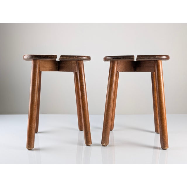 Wooden Stools by Pierre Gautier Delaye, France, 1960s, Set of 2 For Sale - Image 14 of 18