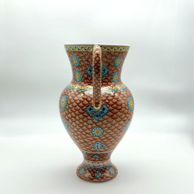Handmade Ceramic “Masrapa” Pitcher (25cm) – Classic Iznik Fish Scale Pattern – Warm Terracotta Decor For Sale - Image 11 of 11