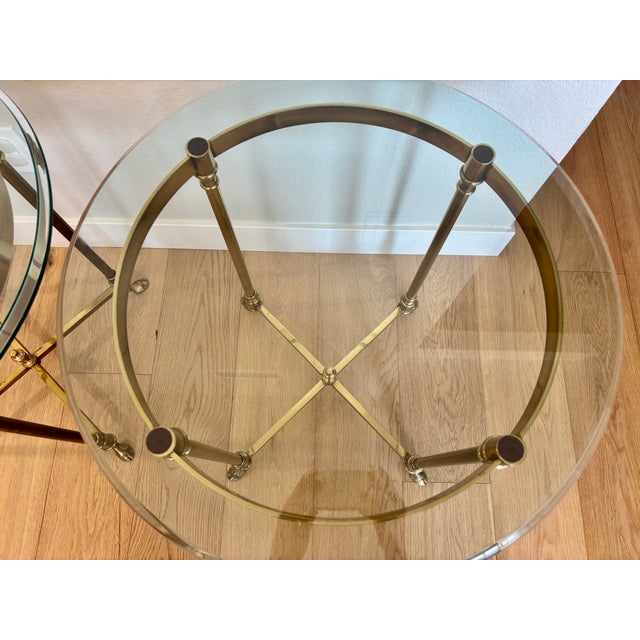1960s Vintage Italian Brass and Glass Round Side Tables - A Pair For Sale - Image 5 of 18