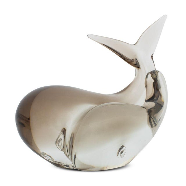 Art Glass Double Whale Sculpture, unsigned. 7.25" H x 11" W x 5" D. Provenance: From a New York City Collection.
