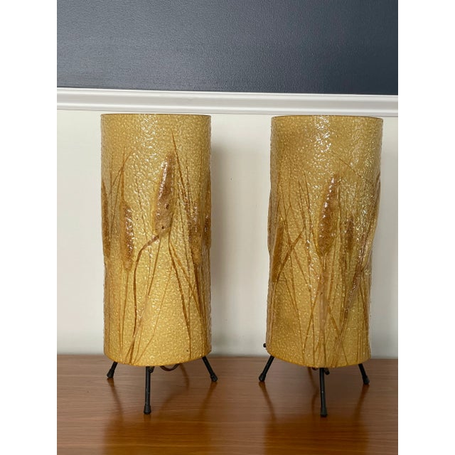 Mid Century Cattail Lamps on Iron Base For Sale - Image 11 of 11
