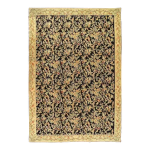 19th Century Vintage Floral English Needlepoint Rug 9'11'' X 14'3''