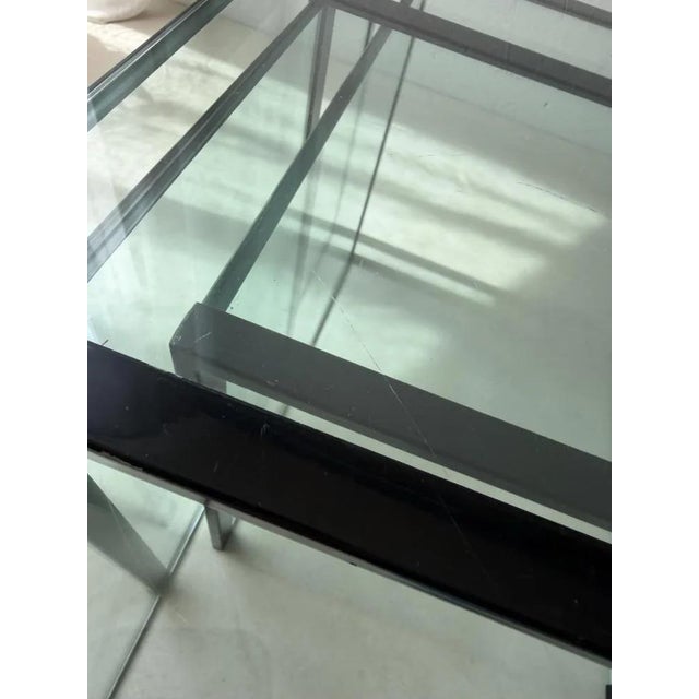 Postmodernist Nesting Tables Glass Black Metal, 1980s, Set of 3 For Sale - Image 6 of 12