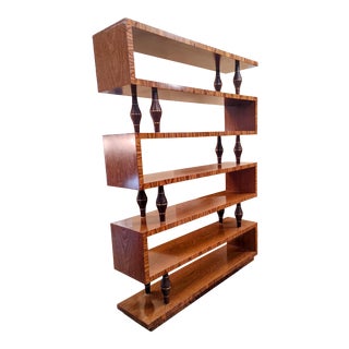 Theodore Alexander Keno Brothers Tiger Flame Mahogany Etagere/Bookcase For Sale