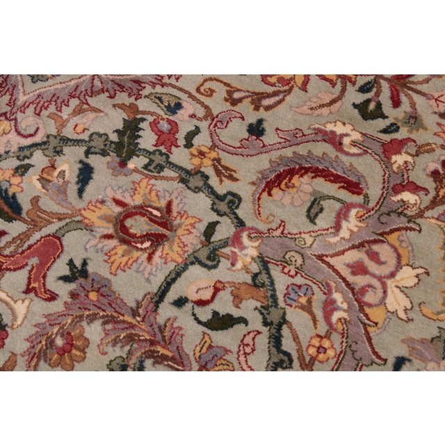 Shabby Chic 1990's Kashan Pak-Persian Green/Green Wool Rug - 9'3'' X 11'9'' For Sale - Image 4 of 9
