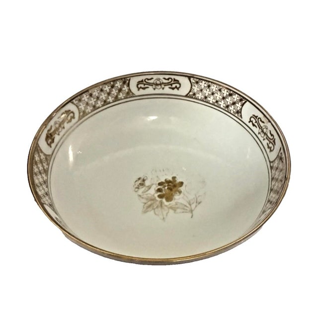 Brick Red Mid-Century Gold Imari 8.5” Hand Painted Japanese Floral Rickshaw Porcelain Bowl For Sale - Image 8 of 12