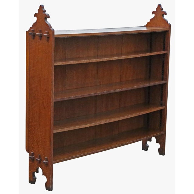 Antique Victorian Gothic Arts & Crafts Adjustable Bookcase, 19th Century For Sale - Image 9 of 9