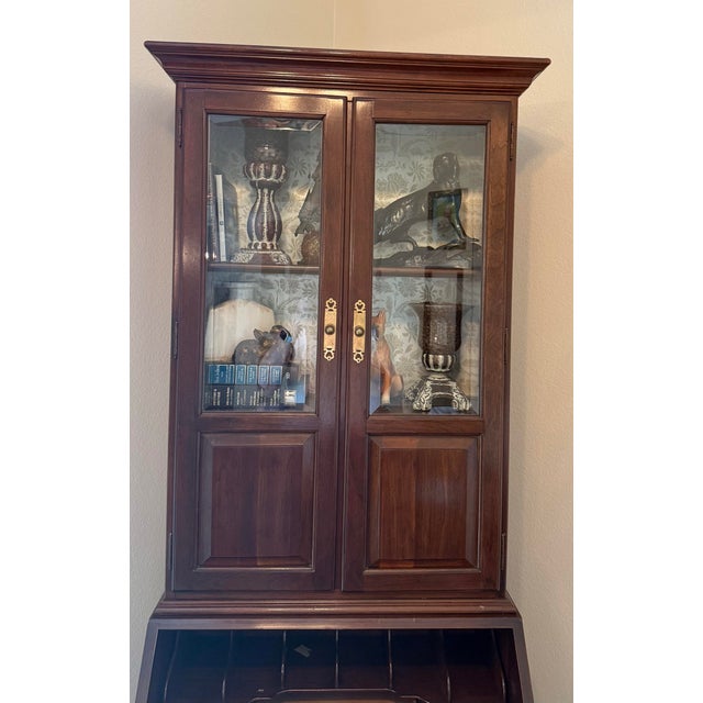 1970s Ethen Allen Georgian Cherry Wood Bureau With DRP Front Secretary Desk and Bookcase Hutch, Circa 1970’s For Sale In Little Rock - Image 6 of 7