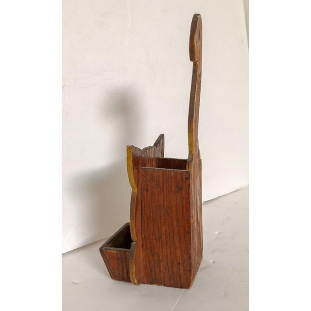 Folk Art Cat Wall Pocket Fireplace Match Caddy For Sale - Image 4 of 6