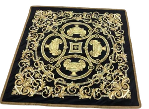 Custom Made Versace Lion and Urn Velvet Black Gold With Fringe Throw
