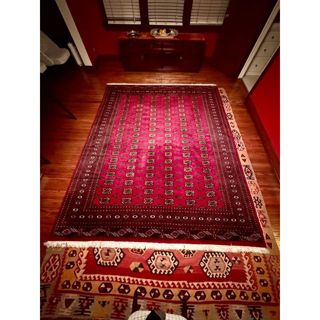 Hand-Knotted Persian Wool Rug 8'3" X 9'11" - Bokhara-Style Gul Pattern For Sale - Image 9 of 13
