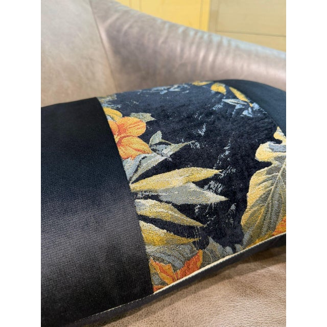 Black Handmade Panther Velvet Lumbar Cushion Cover For Sale - Image 8 of 12