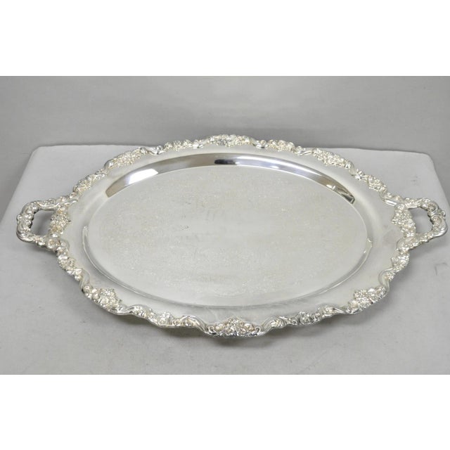 Vintage Towle Victorian Silver Plated Oval Twin Handle Serving Platter Bar Tray For Sale - Image 17 of 17