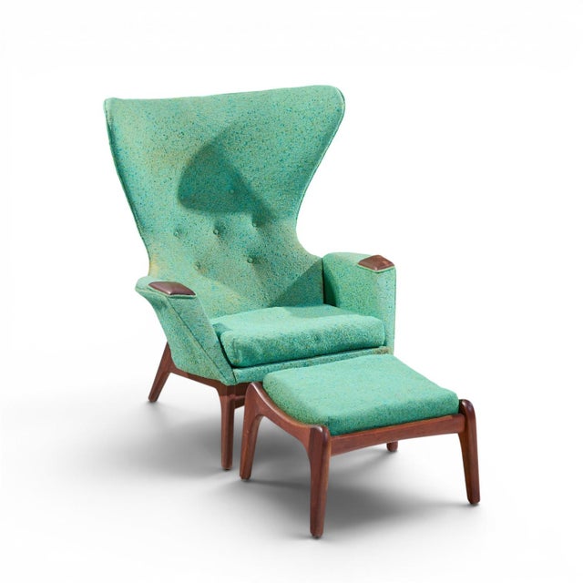 Adrian Pearsall for Craft Associates Model 2231 Mid Century Walnut Lounge Chairs - Pair With Ottomans For Sale - Image 12 of 12