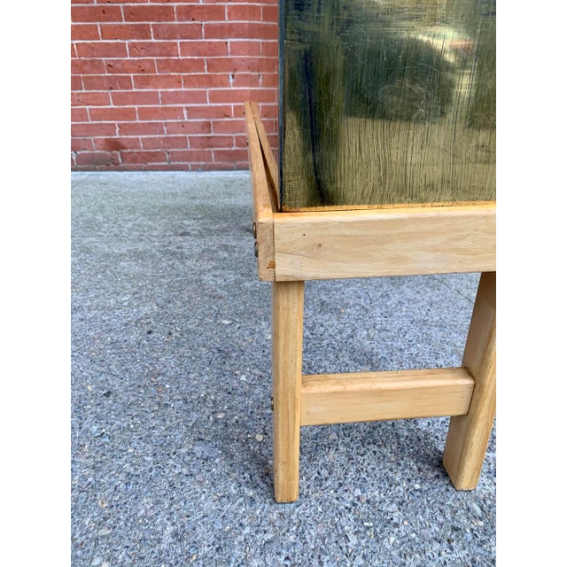 Brass Large Vintage Danish Brass and Oak Planter For Sale - Image 8 of 12