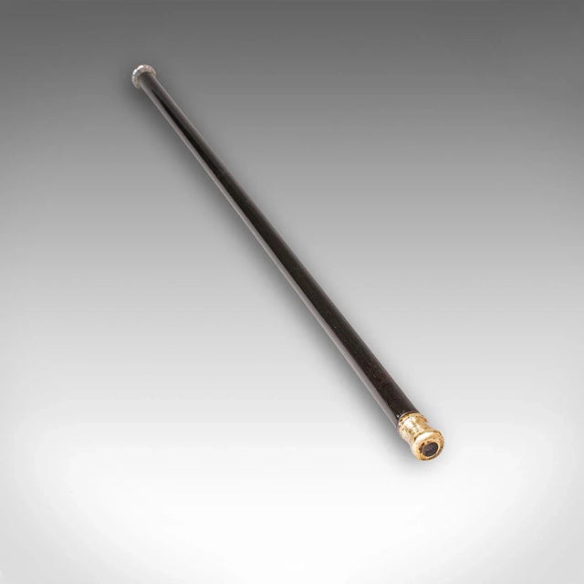 Antique Dandy’s Walking Cane, English, Stick, Ebonised, Victorian, 1889 Hallmark For Sale - Image 4 of 9
