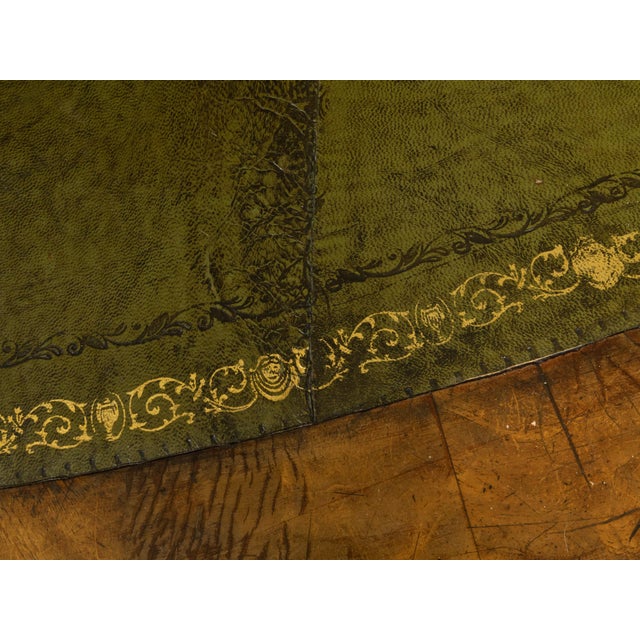 English 19th Century Mahogany Table with Green Leather Oval Top and Turned Legs For Sale - Image 12 of 12