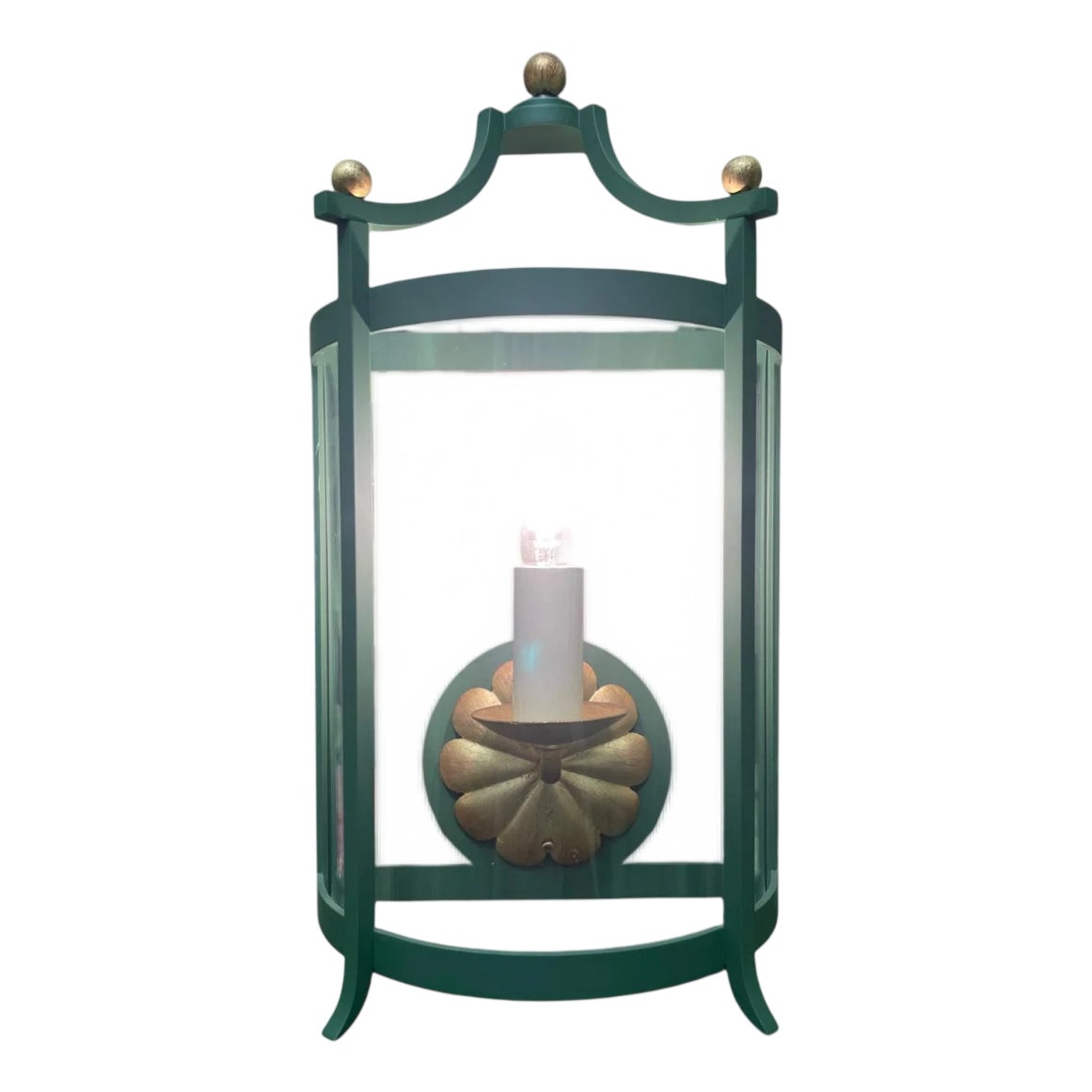 London Derry Green and Gilt Painted Steel Wall Sconce by Pouenat ...