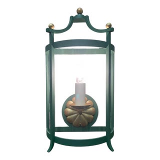 London Derry Green and Gilt Painted Steel Wall Sconce by Pouenat Ferronnier For Sale