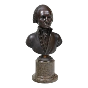 Antique 19th Century French Bronze Library Bust of George Washington on Marble Column