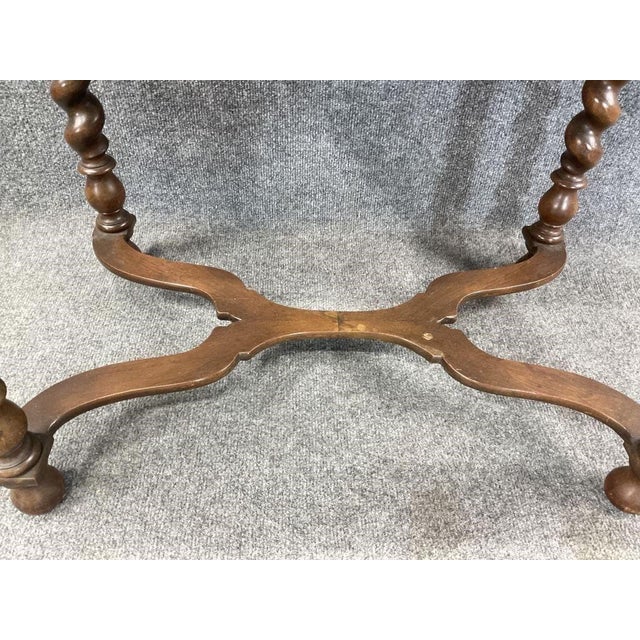Jacobean Antique English Barley Twist Side Table, Solid Oak Jacobean Revival Accent Table For Sale - Image 3 of 6