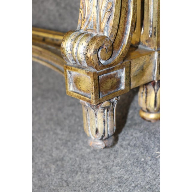Gorgeous Gold Leaf Wall Mounted Faux Marble French Louis XVI Console Table For Sale - Image 10 of 12