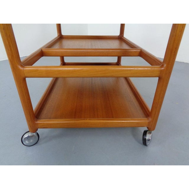 Danish Teak Serving Cart by Johannes Andersen for CFC Silkeborg, 1960s For Sale - Image 12 of 18