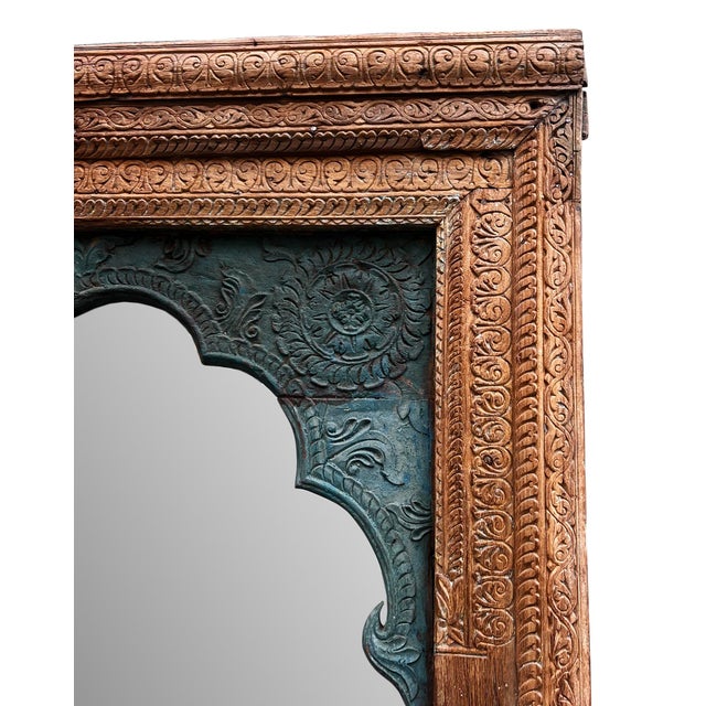 Indian Antique Architectural Doorway Mirror For Sale - Image 3 of 6