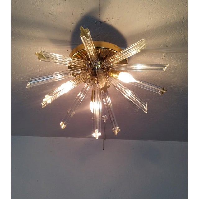 Vintage Italian Murano Style Starbust Flush Mount Chandelier For Sale - Image 10 of 12