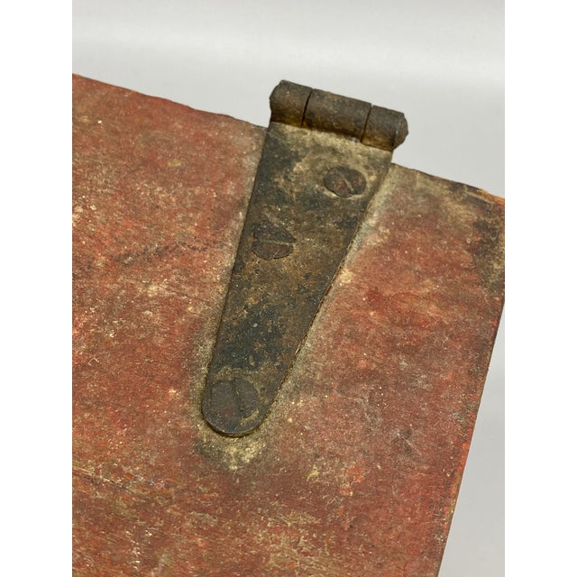 Early 20th Century Red and Black Hand Made Pine Primitive Box For Sale - Image 13 of 15