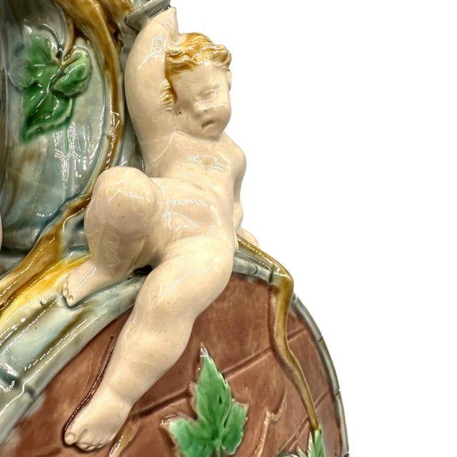 A Minton Majolica Wine Ewer Designed by Hugues Protât, English, Ca. 1875 For Sale - Image 6 of 12