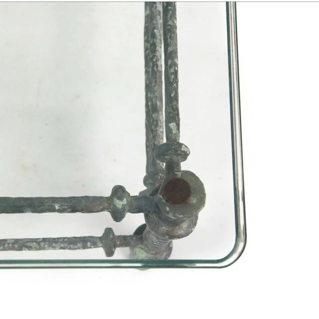 Mid-Century Modern Circa 1980 Patinated Metal Coffee Table After Diego Giacometti. For Sale - Image 3 of 7