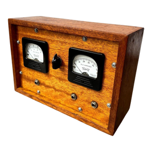 1950's Triplet Volt/Amp Meter Box in Solid Hardwood Case, Industrial Scientific Instrument, Lab Test Bench, Sculptural Decor