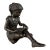 Seated Bronze Girl Reading Sculpture – 21" H, Child With Book For Sale