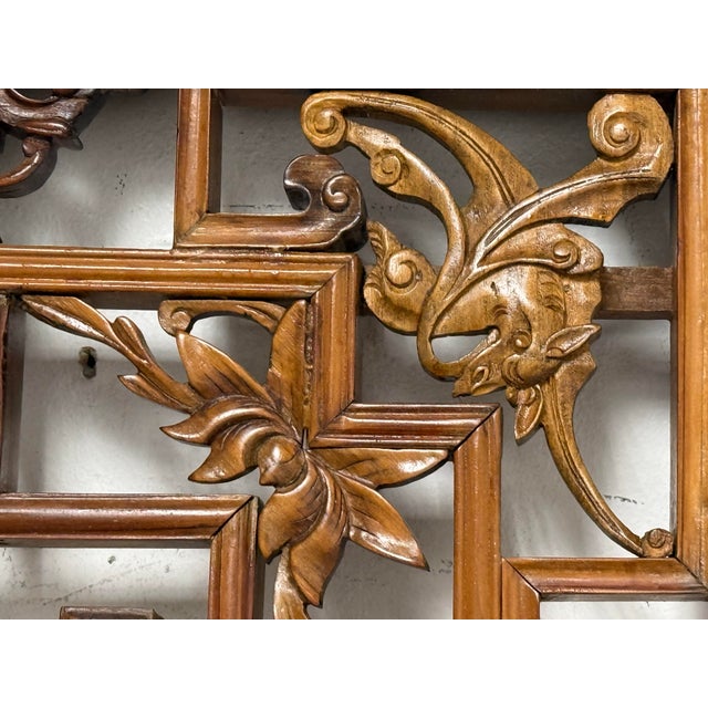 Brown Chinese Vintage Carved Panels, Pair For Sale - Image 8 of 12
