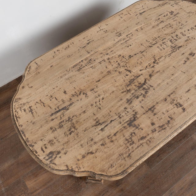 Early 20th Century 20th Century French Bleached Oak Coffee Table With Trestle Base For Sale - Image 5 of 12