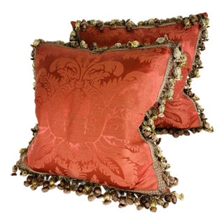 Vintage Tasseled Scalamandré Silk Pillows /A Pair For Sale