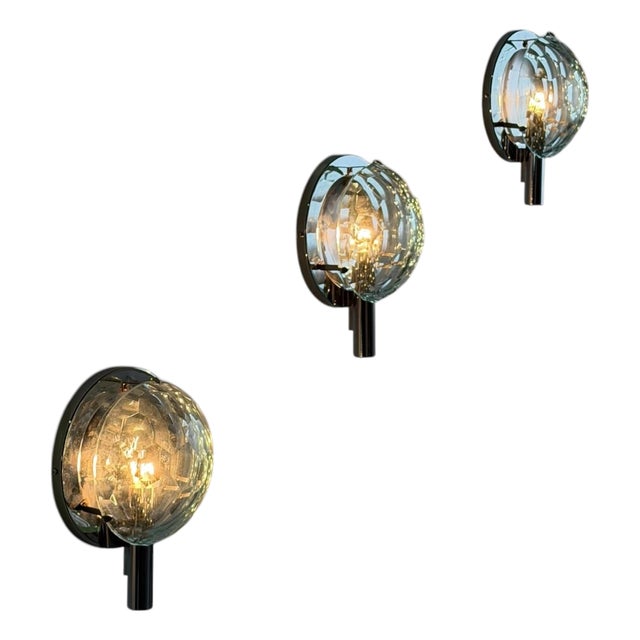 Faceted Glass Wall Lights attributed to Pia Guidetti Crippa for Lumi Milano, 1960s, Set of 3 For Sale
